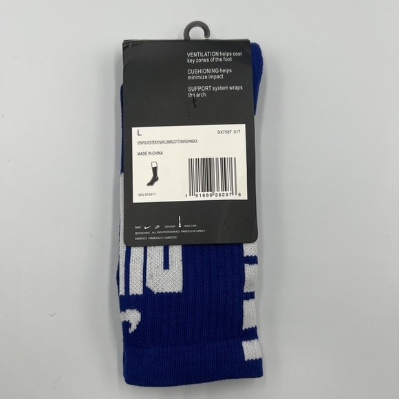 NWT Nike Elite Crew Blue Duke University Socks Size Large Fits (8-13) - Picture 2 of 4